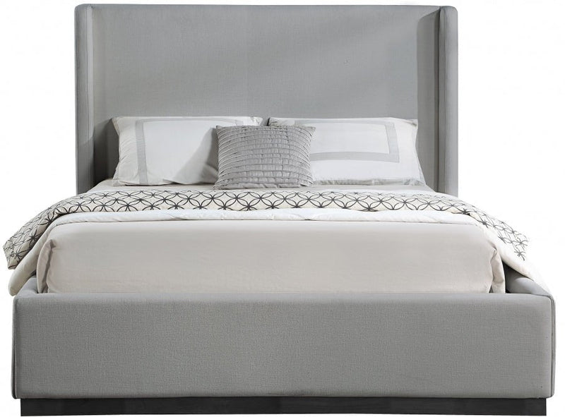 Flynn Linen Textured Fabric Queen Bed Grey - Gate FurnitureQueen Bed