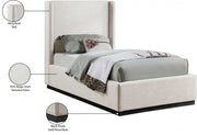 Flynn Linen Textured Fabric Twin Bed Beige - Gate FurnitureTwin Bed