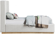 Flynn Linen Textured Fabric Twin Bed Cream - Gate FurnitureTwin Bed