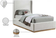 Flynn Linen Textured Fabric Twin Bed Cream - Gate FurnitureTwin Bed