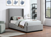Flynn Linen Textured Fabric Twin Bed Grey - Gate FurnitureTwin Bed