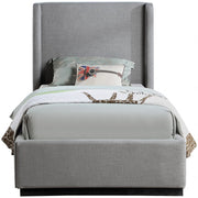 Flynn Linen Textured Fabric Twin Bed Grey - Gate FurnitureTwin Bed