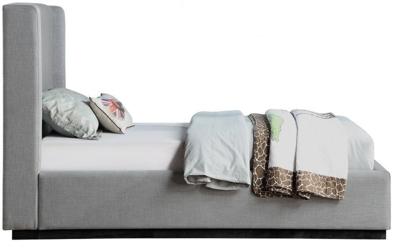 Flynn Linen Textured Fabric Twin Bed Grey - Gate FurnitureTwin Bed