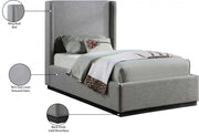 Flynn Linen Textured Fabric Twin Bed Grey - Gate FurnitureTwin Bed