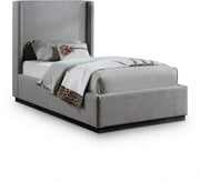Flynn Linen Textured Fabric Twin Bed Grey - Gate FurnitureTwin Bed