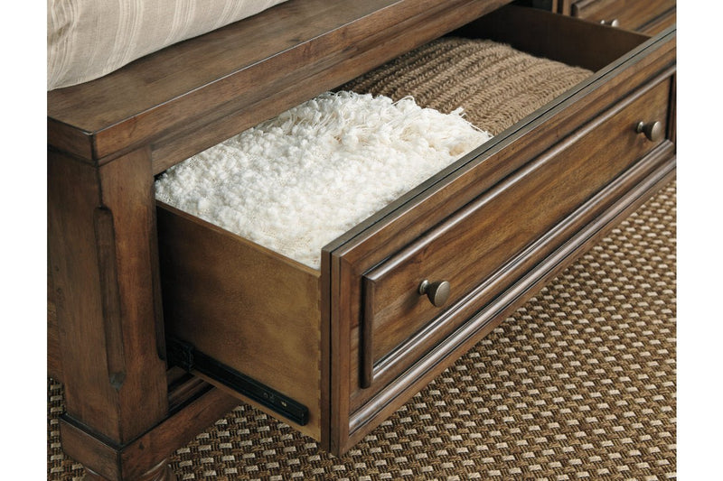 Flynnter Medium Brown King Panel Bed with 2 Storage Drawers - Gate FurnitureKing Bed