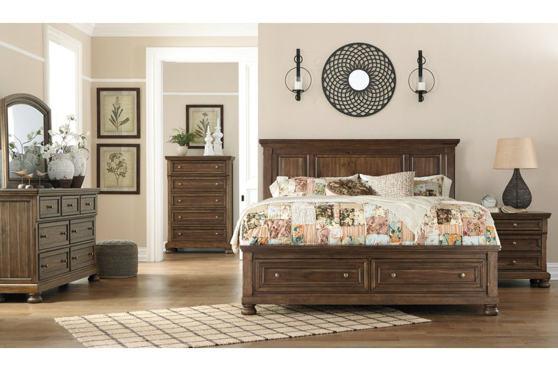 Flynnter Medium Brown Queen Panel Bed with 2 Storage Drawers - Gate FurnitureQueen Bed