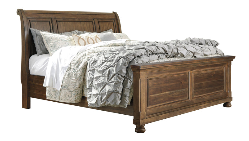 Flynnter Medium Brown Queen Sleigh Platform Bed - Gate FurnitureQueen Bed