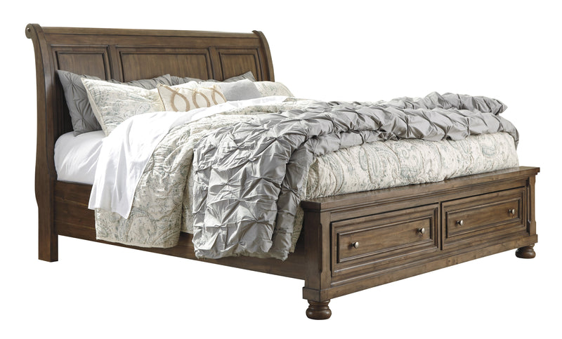 Flynnter Medium Brown Queen Storage Platform Sleigh Bed - Gate FurnitureQueen Bed
