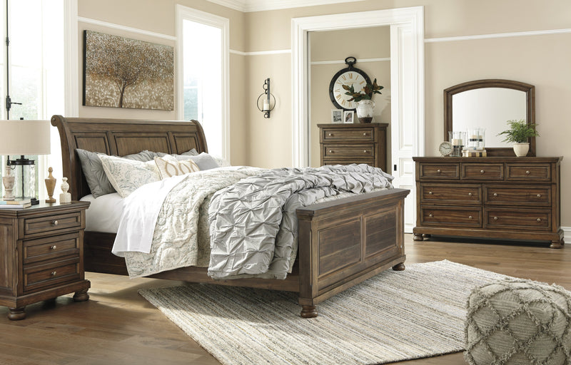 Flynnter Medium Brown Sleigh Platform Bedroom Set - Gate FurnitureBedroom Set
