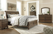 Flynnter Medium Brown Storage Platform Sleigh Bedroom Set - Gate FurnitureBedroom Set