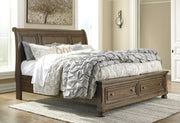 Flynnter Medium Brown Storage Platform Sleigh Bedroom Set - Gate FurnitureBedroom Set