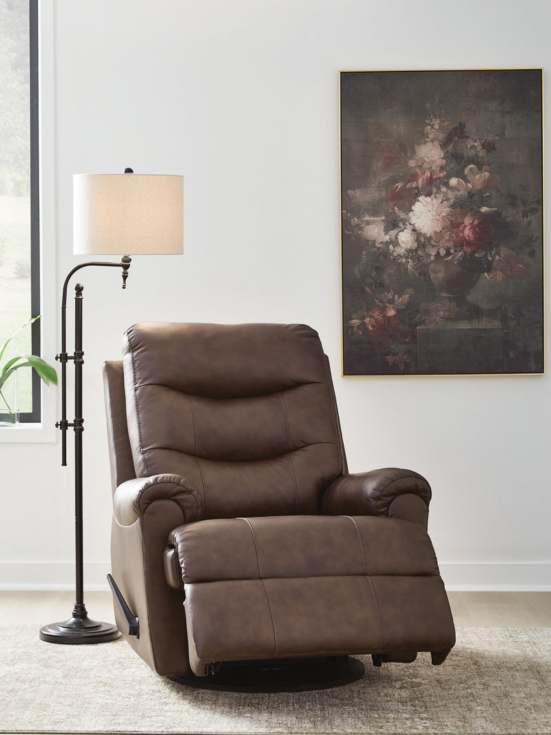 Flynwood Espresso Swivel Glider Recliner - PCU1340061