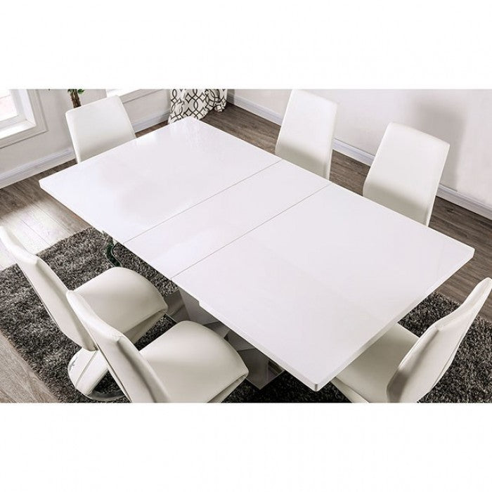 ZAIN White/Chrome Dining Room Set