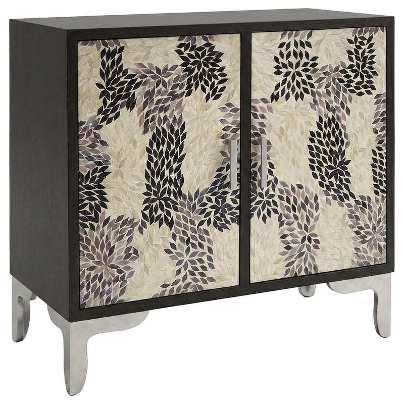 Forbes 2-door Bone Inlay Mosaic Accent Storage Cabinet Black - 950450