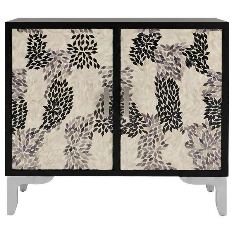 Forbes 2-door Bone Inlay Mosaic Accent Storage Cabinet Black - 950450