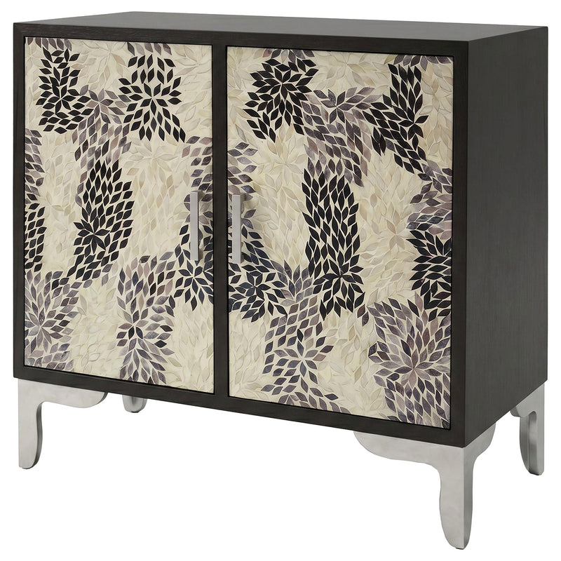 Forbes 2-door Bone Inlay Mosaic Accent Storage Cabinet Black - 950450
