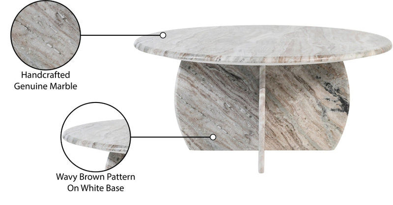 Formentera Marble Coffee Table in Brown - 219Brown-CT