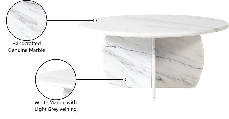 Formentera Marble Coffee Table in White - 219White-CT