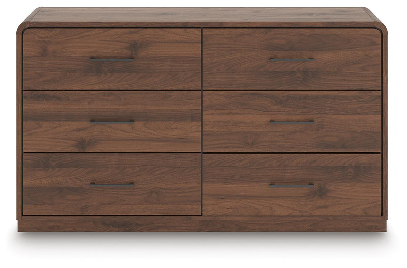 Fortlorn Walnut Brown King Panel Bed, Dresser and Nightstand - PCB386B8