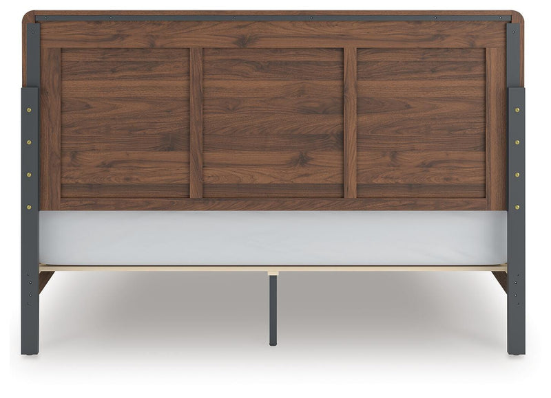 Fortlorn Walnut Brown King Panel Bed, Dresser and Nightstand - PCB386B8