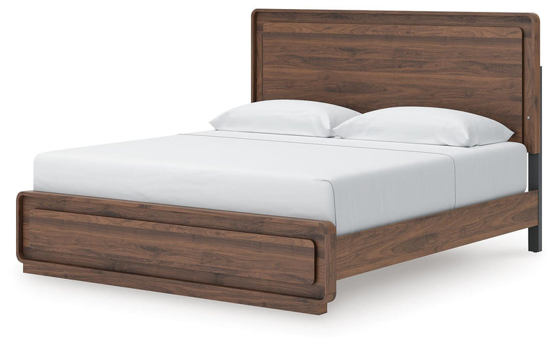 Fortlorn Walnut Brown King Panel Bed, Dresser and Nightstand - PCB386B8