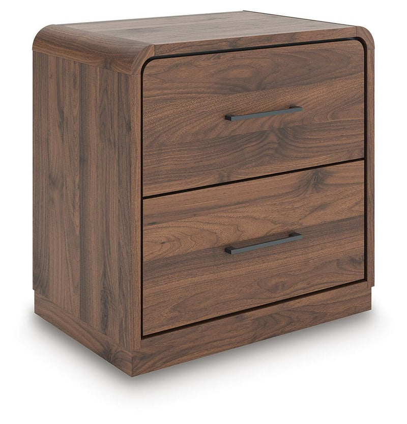 Fortlorn Walnut Brown King Panel Bed, Dresser and Nightstand - PCB386B8