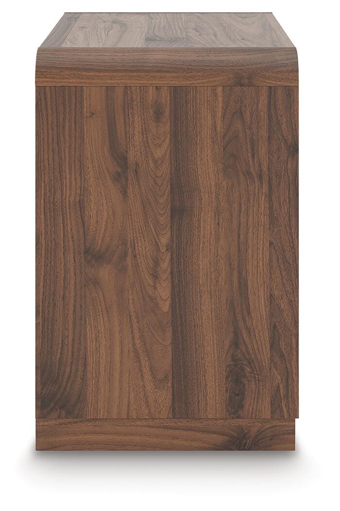 Fortlorn Walnut Brown King Panel Bed, Dresser and Nightstand - PCB386B8