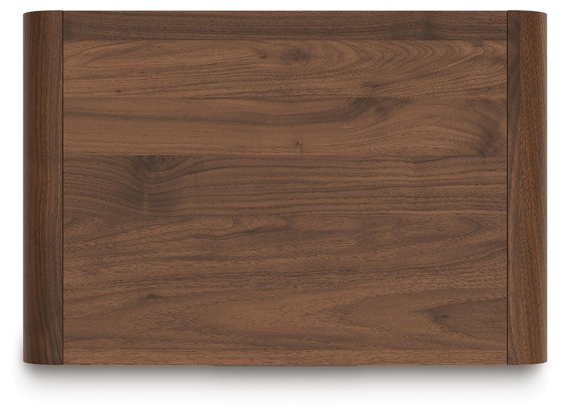 Fortlorn Walnut Brown King Panel Bed, Dresser and Nightstand - PCB386B8