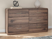 Fortlorn Walnut Brown King Panel Bed, Dresser and Nightstand - PCB386B8