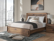 Fortlorn Walnut Brown King Panel Bed, Dresser and Nightstand - PCB386B8