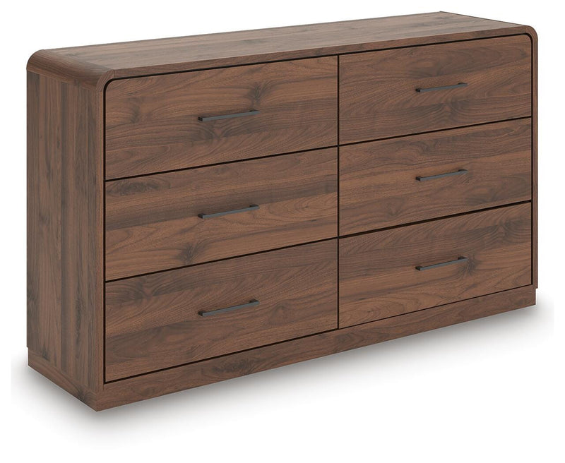 Fortlorn Walnut Brown King Panel Bed, Dresser and Nightstand - PCB386B8