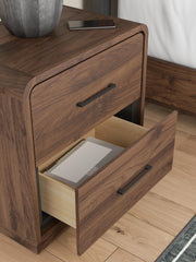 Fortlorn Walnut Brown King Panel Bed, Dresser and Nightstand - PCB386B8