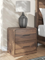 Fortlorn Walnut Brown King Panel Bed, Dresser and Nightstand - PCB386B8
