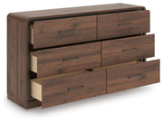 Fortlorn Walnut Brown King Panel Bed, Dresser and Nightstand - PCB386B8