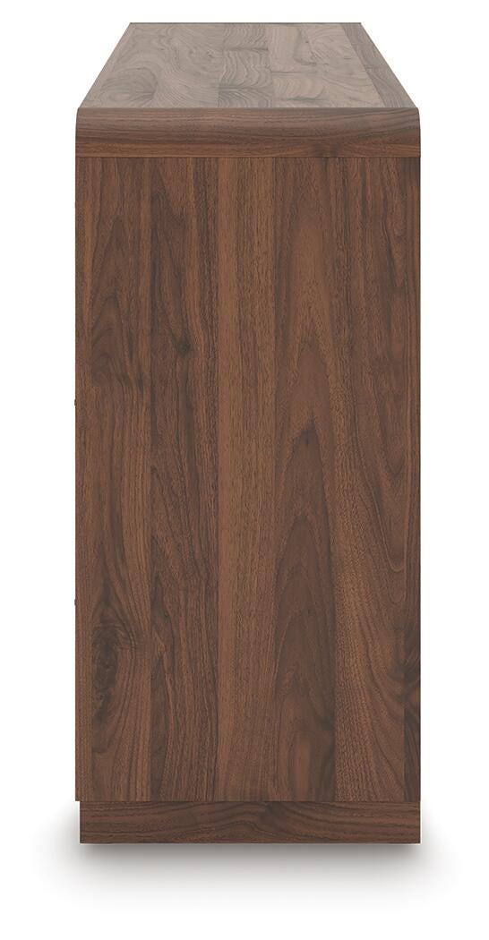 Fortlorn Walnut Brown King Panel Bed, Dresser and Nightstand - PCB386B8