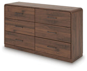 Fortlorn Walnut Brown King Panel Bed, Dresser and Nightstand - PCB386B8