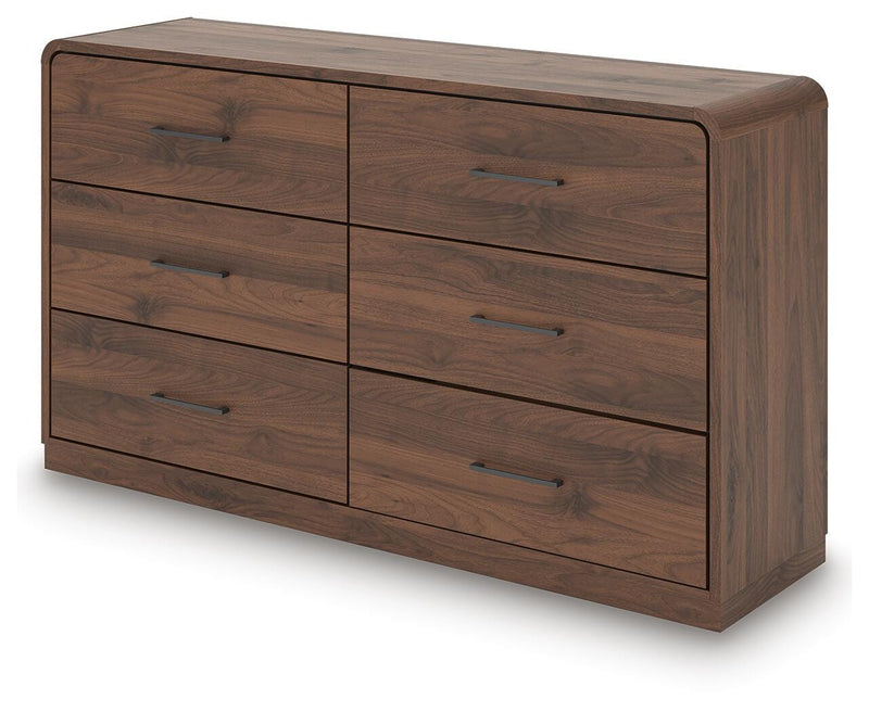 Fortlorn Walnut Brown King Panel Bed, Dresser and Nightstand - PCB386B8