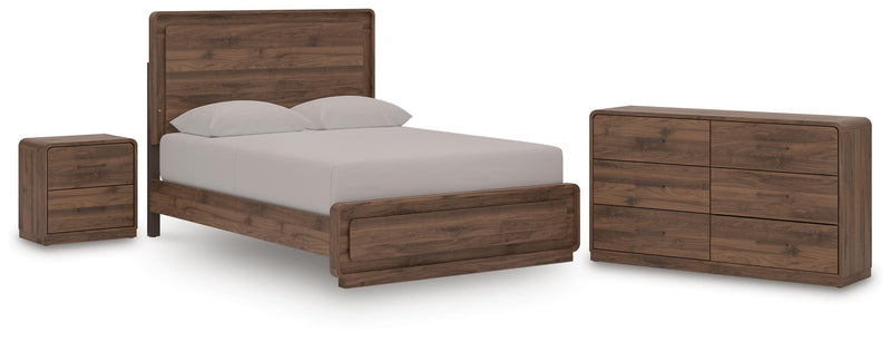 Fortlorn Walnut Brown Queen Panel Bed, Dresser and Nightstand - PCB386B6