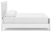 Fortman California King Panel Bed with Mirrored Dresser and Chest in White - PKG015161