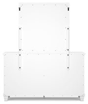 Fortman California King Panel Bed with Mirrored Dresser and Nightstand in White - PKG015160