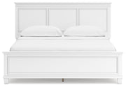 Fortman California King Panel Bed with Mirrored Dresser in White - PKG015157