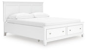 Fortman California King Panel Storage Bed and Dresser in White - PKG023780