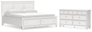 Fortman California King Panel Storage Bed and Dresser in White - PKG023780