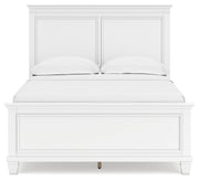 Fortman Full Panel Bed with Mirrored Dresser and 2 Nightstands in White - PKG015170