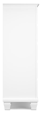 Fortman Full Panel Bed with Mirrored Dresser and Chest in White - PKG015173