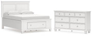 Fortman Full Panel Storage Bed and Dresser in White - PKG023790