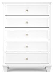 Fortman Full Panel Storage Bed, Dresser and Chest in White - PKG023794