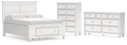 Fortman Full Panel Storage Bed, Dresser and Chest in White - PKG023794