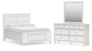 Fortman Full Panel Storage Bed, Dresser and Mirror in White - PKG023791